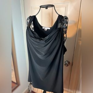 Kenneth Cole Black Metal Strap Blouse